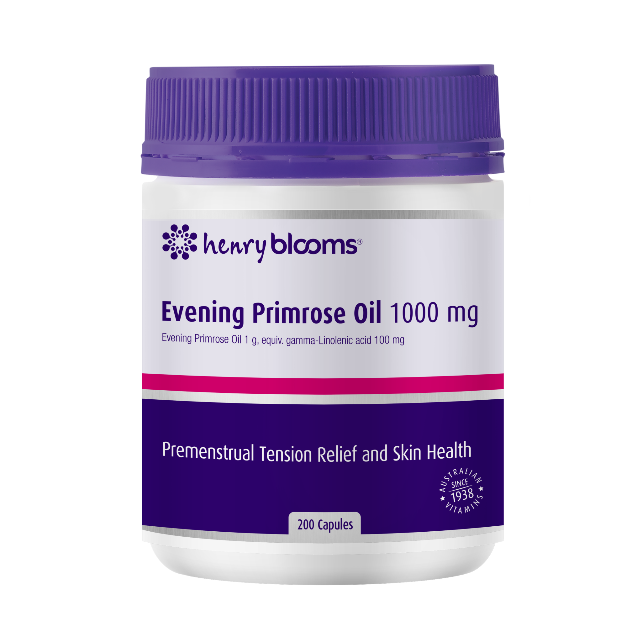 Evening Primrose Oil 1000mg 200 softgel capsules Henry Blooms